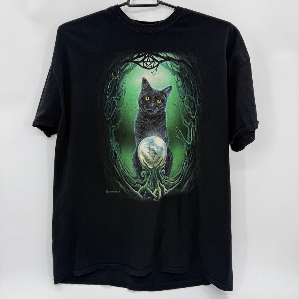 THE MOUNTAIN Black Cat T-Shirt Adult 3XL Cotton Short Sleeve Witchy Halloween